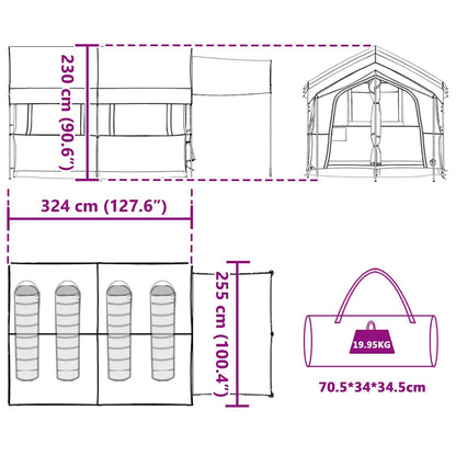 Family Tent 4-Person Grey and Orange 324 x 255 x 230 cm