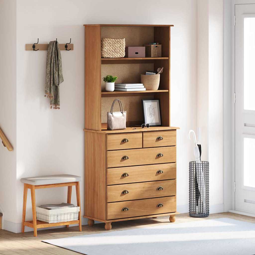 Hutch ASKIM Honey Wax 91 x 40 x 200.5 cm Solid Pine Wood