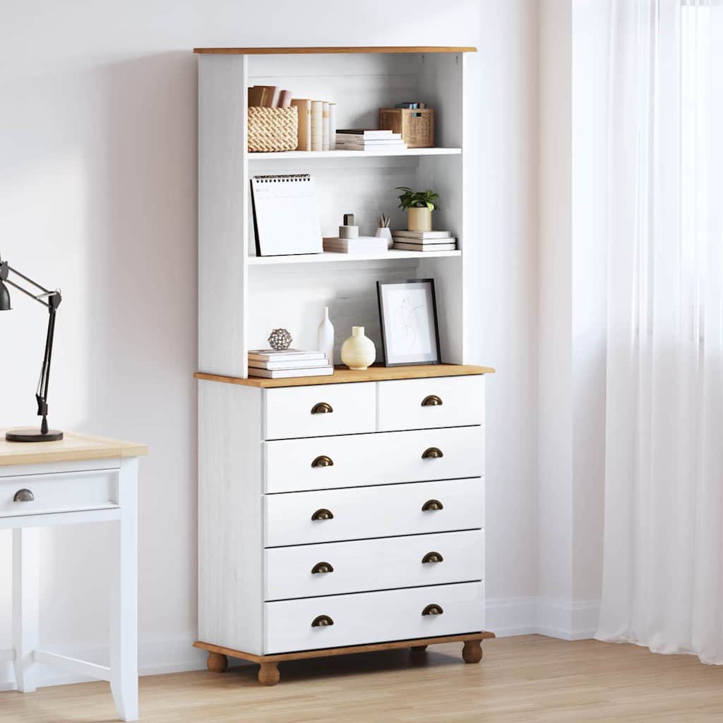 Hutch ASKIM White 91 x 40 x 200.5 cm Solid Pine Wood