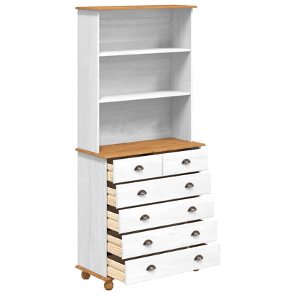Hutch ASKIM White 91 x 40 x 200.5 cm Solid Pine Wood