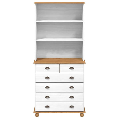Hutch ASKIM White 91 x 40 x 200.5 cm Solid Pine Wood