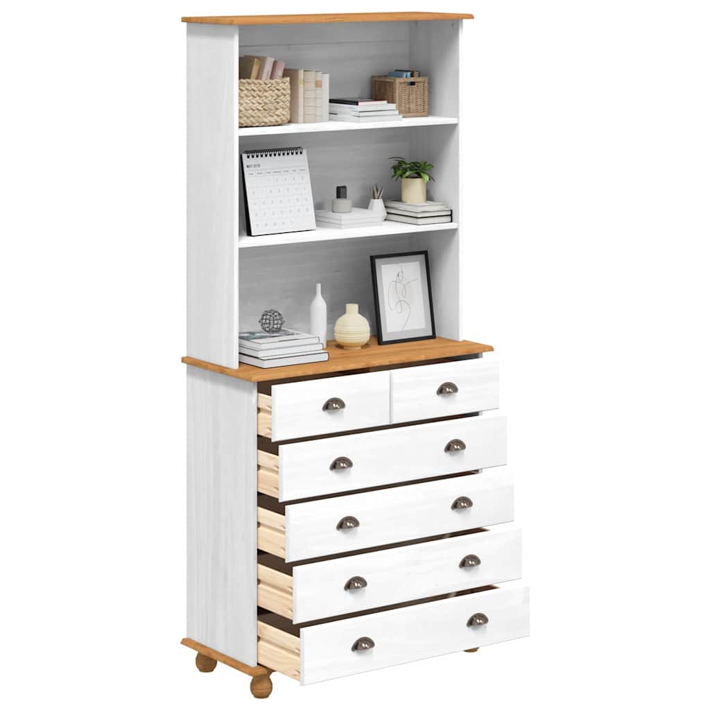 Hutch ASKIM White 91 x 40 x 200.5 cm Solid Pine Wood