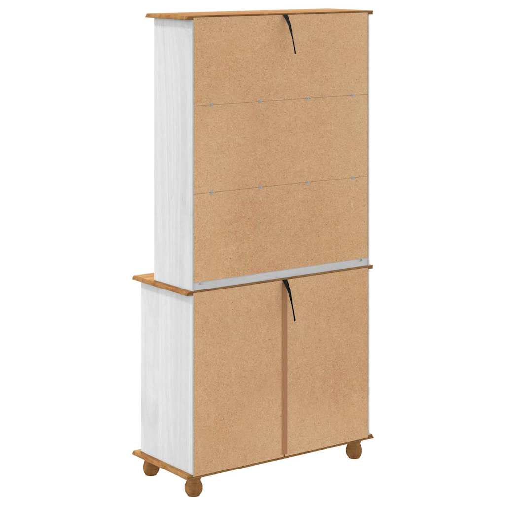 Hutch with Drawer ASKIM White 91 x 40 x 184 cm Solid Pine Wood