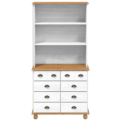 Hutch with Drawer ASKIM White 91 x 40 x 184 cm Solid Pine Wood