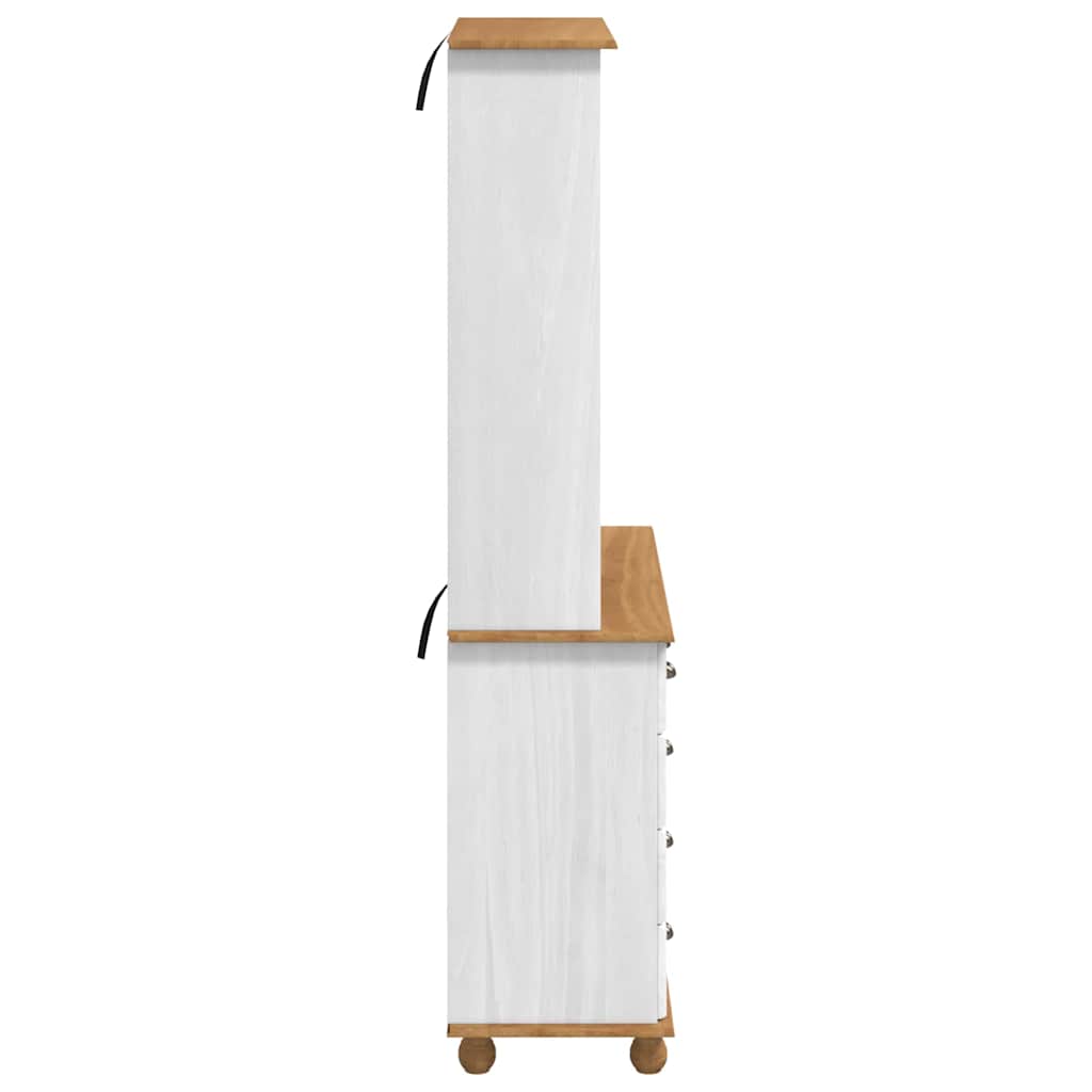 Hutch with Drawer ASKIM White 91 x 40 x 184 cm Solid Pine Wood