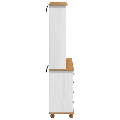 Hutch with Drawer ASKIM White 91 x 40 x 184 cm Solid Pine Wood