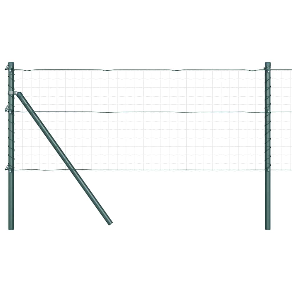 Embedded Fence Post 13 pcs Green Powder-Coated Steel