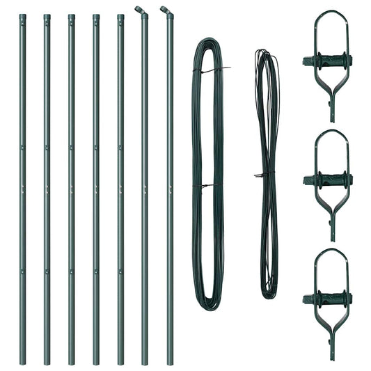 Embedded Fence Post 7 pcs Green Powder-Coated Steel