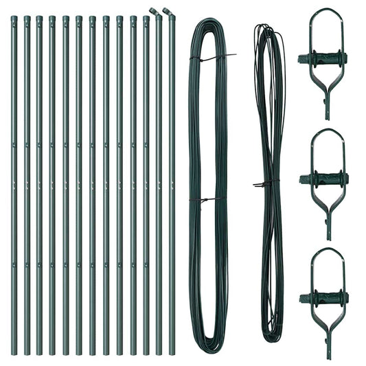 Embedded Fence Post 13 pcs Green Powder-Coated Steel