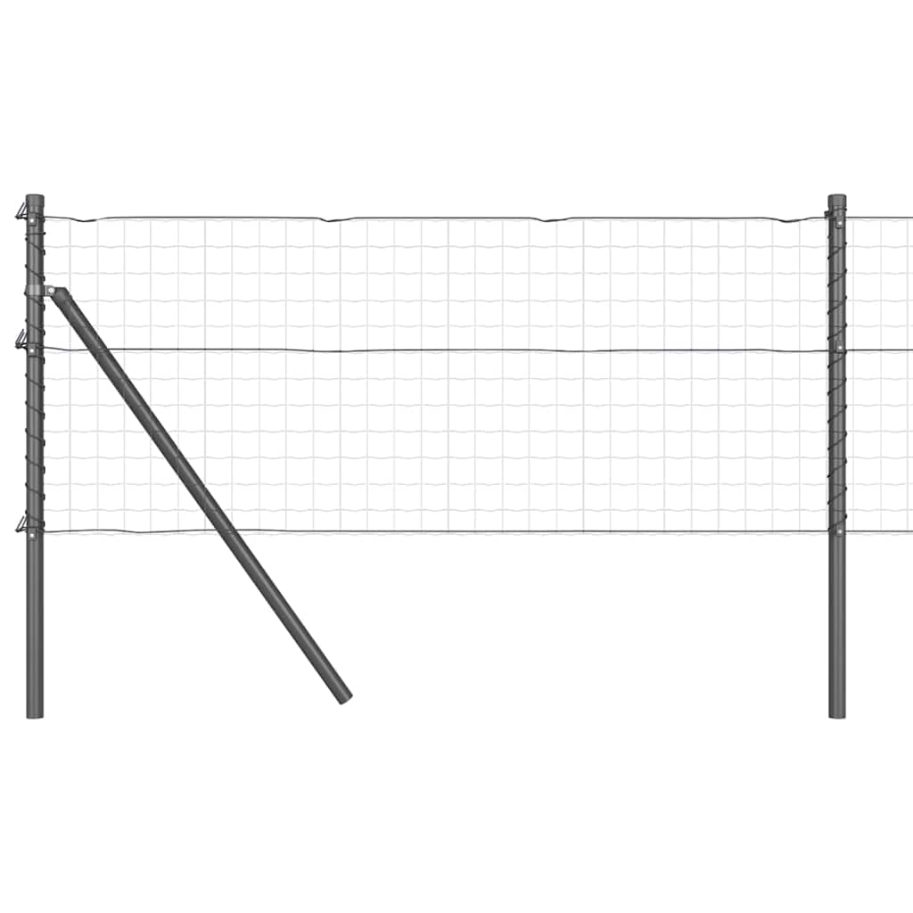 Embedded Fence Post 7 pcs Grey Powder-Coated Steel