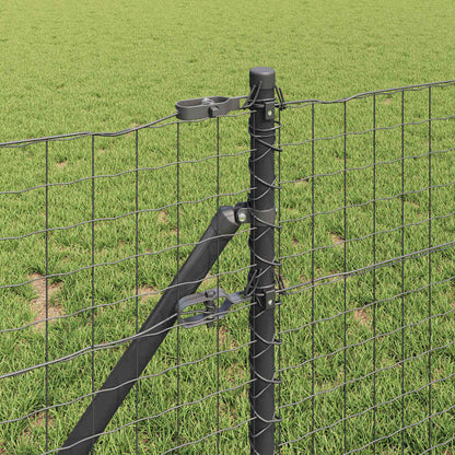 Embedded Fence Post 13 pcs Grey Powder-Coated Steel