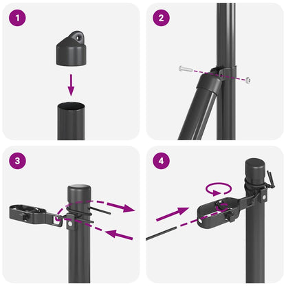 Embedded Fence Post 13 pcs Grey Powder-Coated Steel