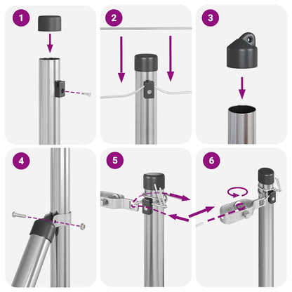 Embedded Fence Post 13 pcs Silver Powder-Coated Steel