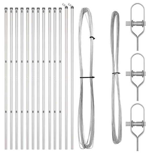 Embedded Fence Post 13 pcs Silver Powder-Coated Steel