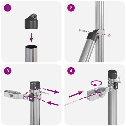 Embedded Fence Post 13 pcs Silver Powder-Coated Steel