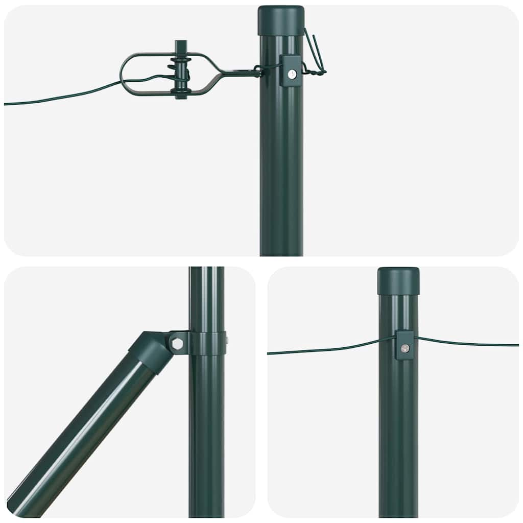 Ground Spike Fence Post 13 pcs Green Powder-Coated Steel