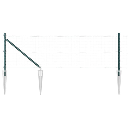 Ground Spike Fence Post 13 pcs Green Powder-Coated Steel