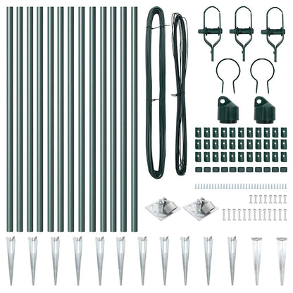 Ground Spike Fence Post 13 pcs Green Powder-Coated Steel