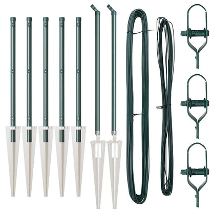 Ground Spike Fence Post 7 pcs Green Powder-Coated Steel
