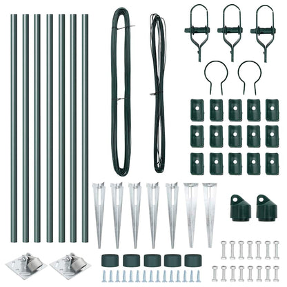 Ground Spike Fence Post 7 pcs Green Powder-Coated Steel