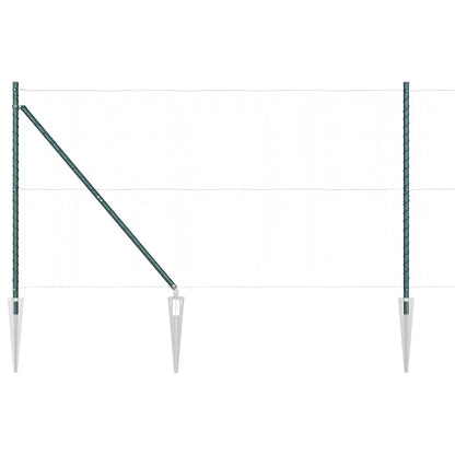 Ground Spike Fence Post 7 pcs Green Powder-Coated Steel