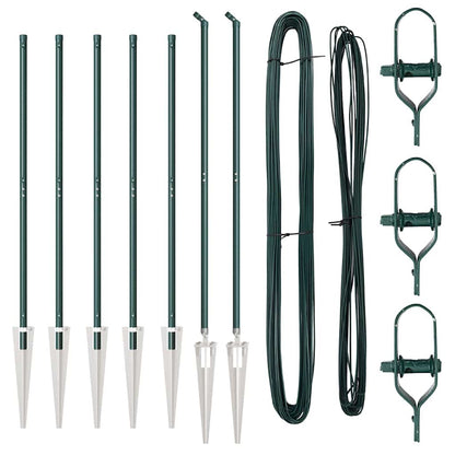 Ground Spike Fence Post 7 pcs Green Powder-Coated Steel