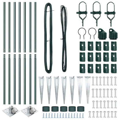 Ground Spike Fence Post 7 pcs Green Powder-Coated Steel