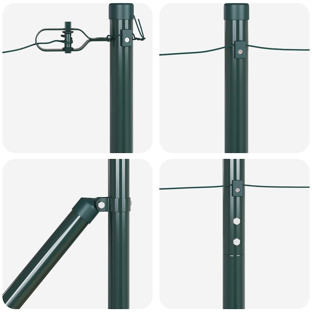 Ground Spike Fence Post 7 pcs Green Powder-Coated Steel
