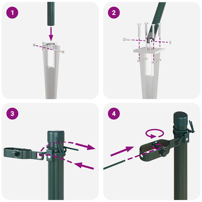 Ground Spike Fence Post 7 pcs Green Powder-Coated Steel