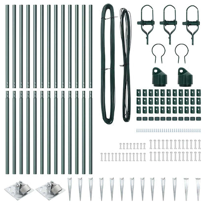 Ground Spike Fence Post 13 pcs Green Powder-Coated Steel
