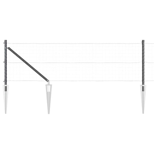 Ground Spike Fence Post 7 pcs Grey Powder-Coated Steel