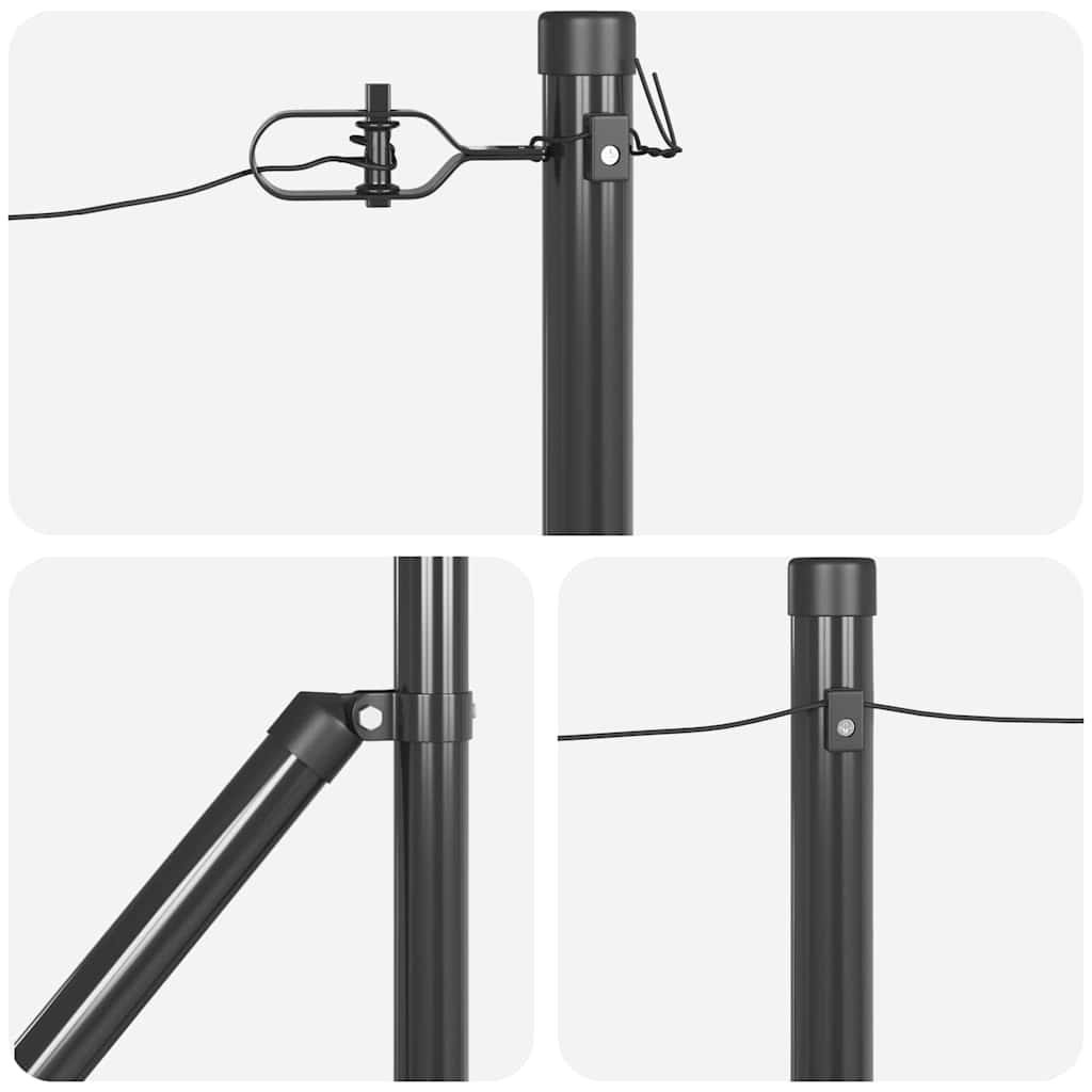 Ground Spike Fence Post 13 pcs Grey Powder-Coated Steel