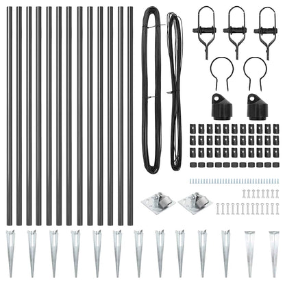 Ground Spike Fence Post 13 pcs Grey Powder-Coated Steel