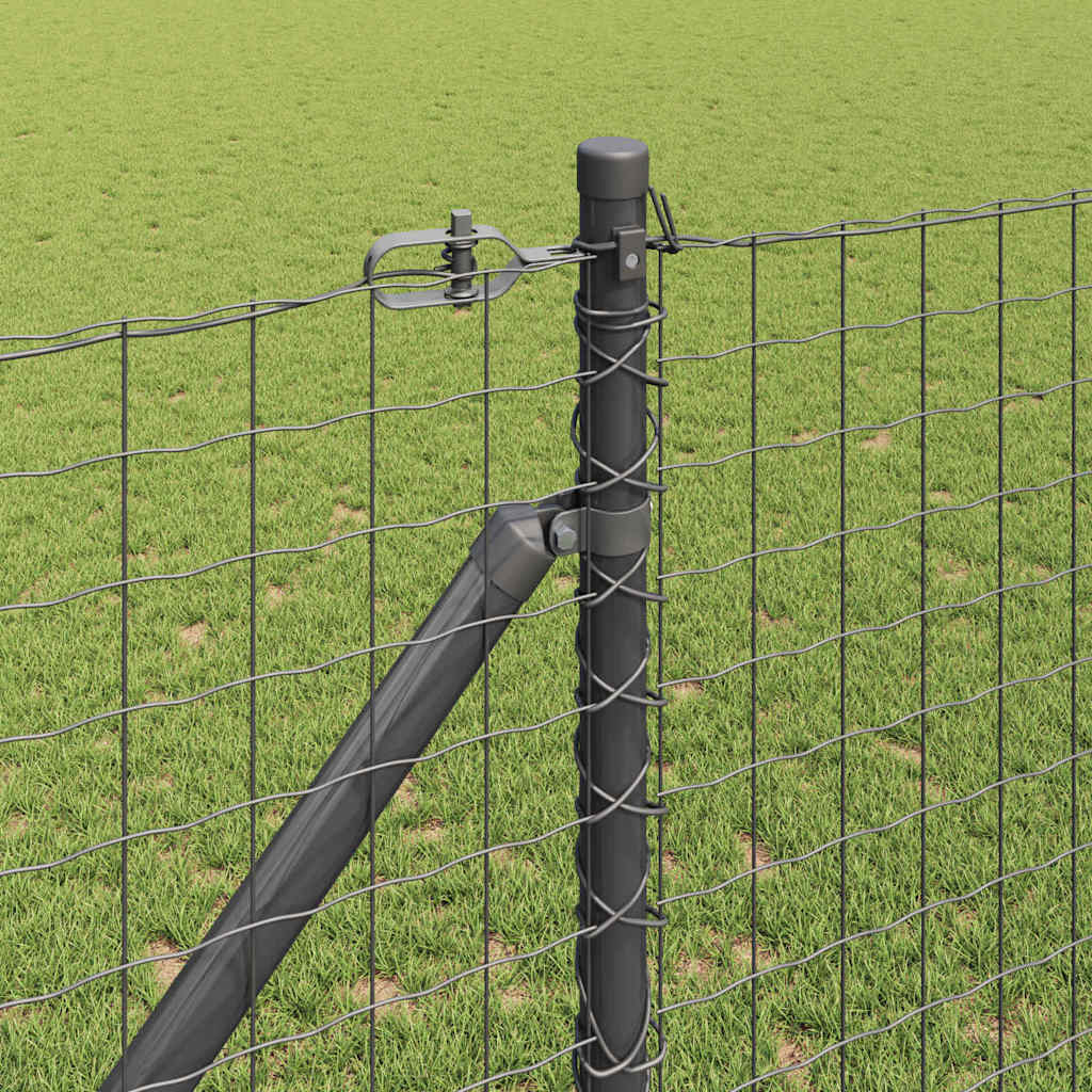 Ground Spike Fence Post 7 pcs Grey Powder-Coated Steel