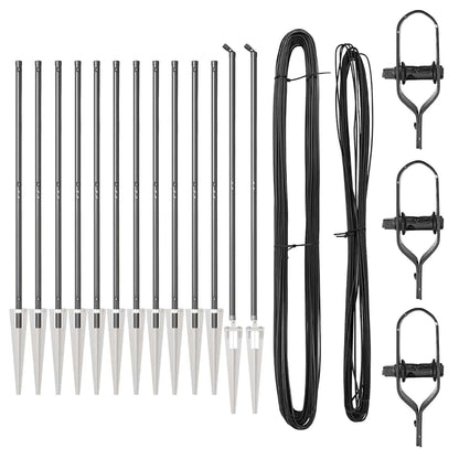 Ground Spike Fence Post 13 pcs Grey Powder-Coated Steel