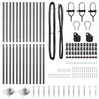 Ground Spike Fence Post 13 pcs Grey Powder-Coated Steel
