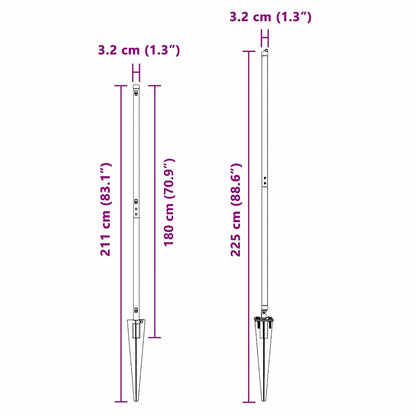 Ground Spike Fence Post 7 pcs Grey Powder-Coated Steel