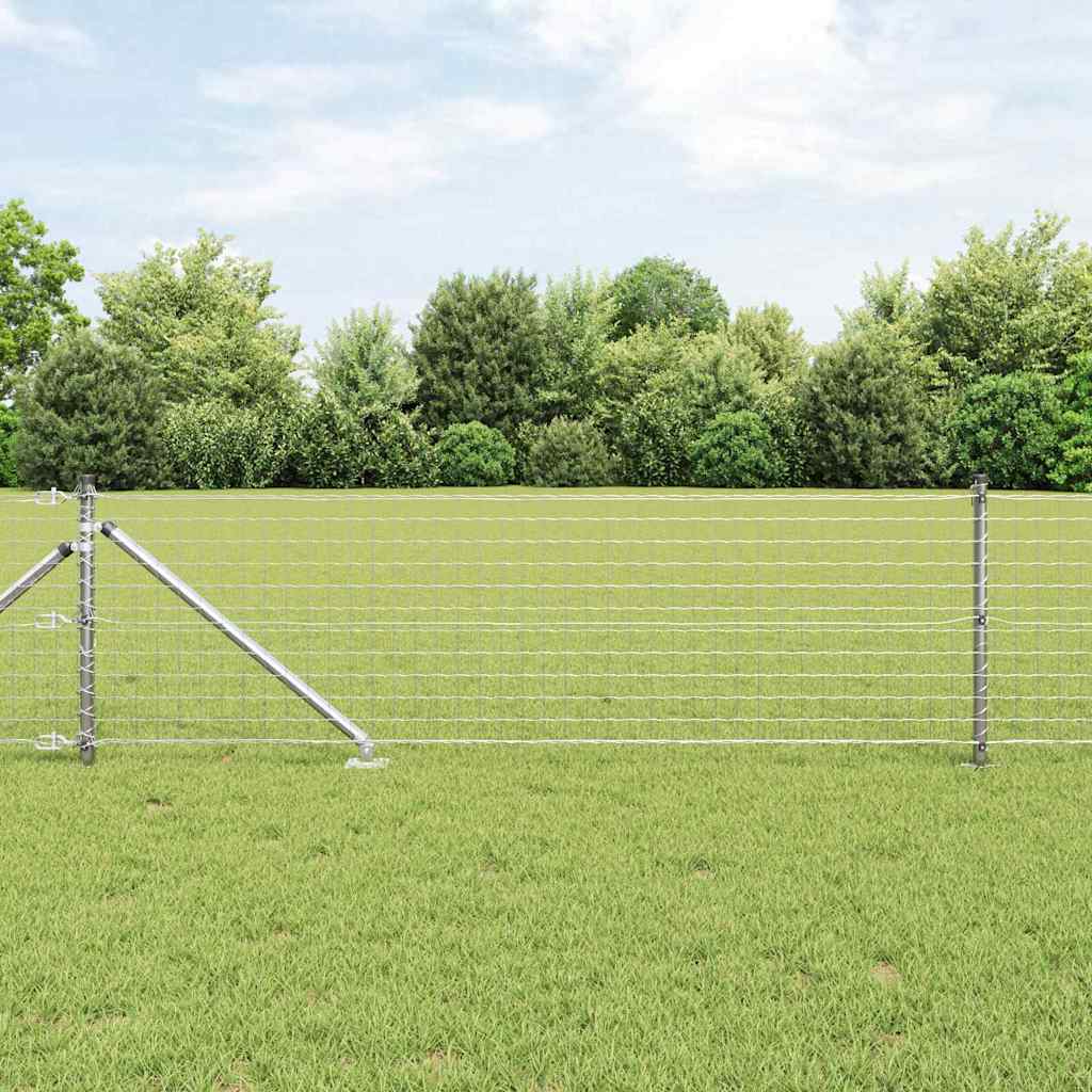 Ground Spike Fence Post 13 pcs Silver Powder-Coated Steel