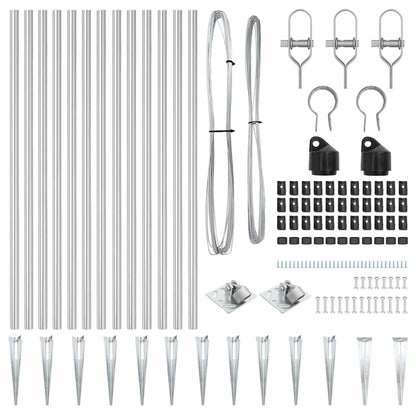 Ground Spike Fence Post 13 pcs Silver Powder-Coated Steel