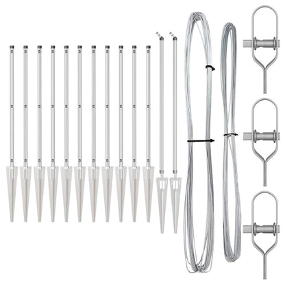 Ground Spike Fence Post 13 pcs Silver Powder-Coated Steel