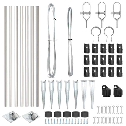 Ground Spike Fence Post 7 pcs Silver Powder-Coated Steel