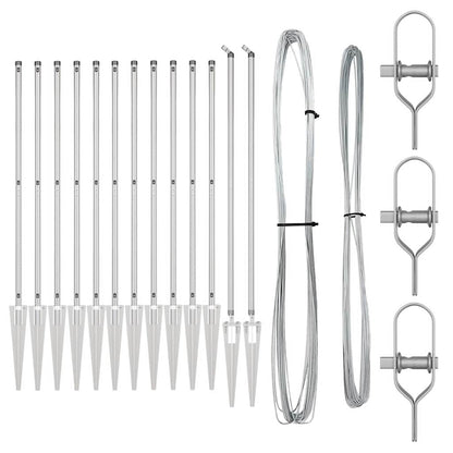 Ground Spike Fence Post 13 pcs Silver Powder-Coated Steel