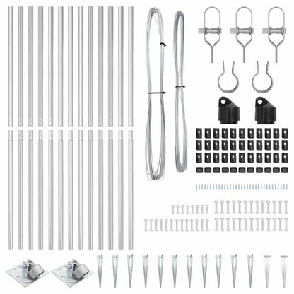 Ground Spike Fence Post 13 pcs Silver Powder-Coated Steel