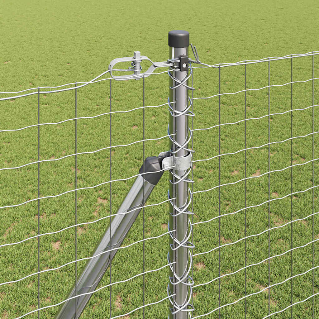 Ground Spike Fence Post 7 pcs Silver Powder-Coated Steel