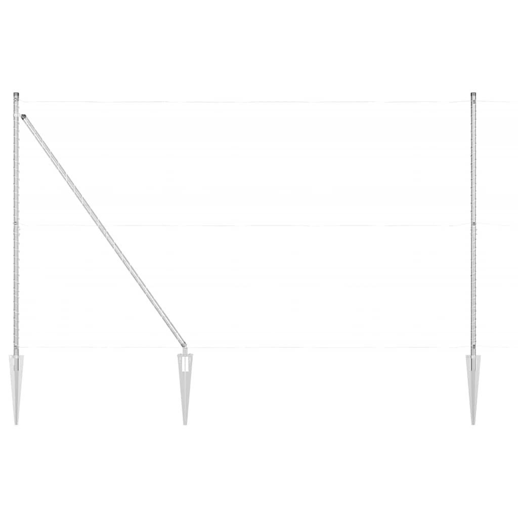 Ground Spike Fence Post 7 pcs Silver Powder-Coated Steel