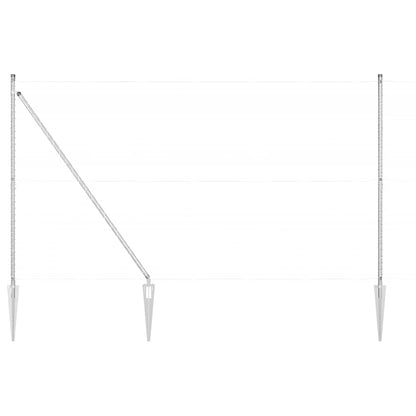 Ground Spike Fence Post 7 pcs Silver Powder-Coated Steel