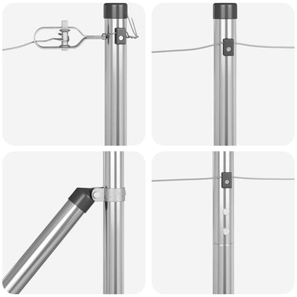 Ground Spike Fence Post 7 pcs Silver Powder-Coated Steel