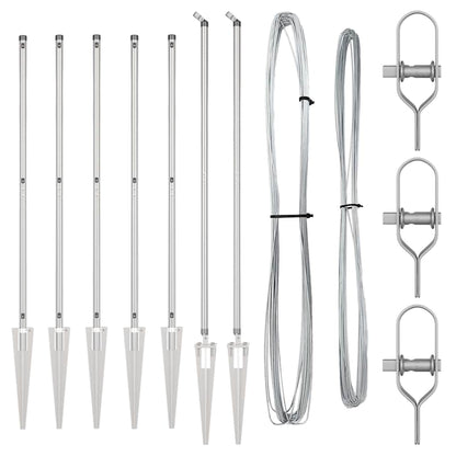 Ground Spike Fence Post 7 pcs Silver Powder-Coated Steel