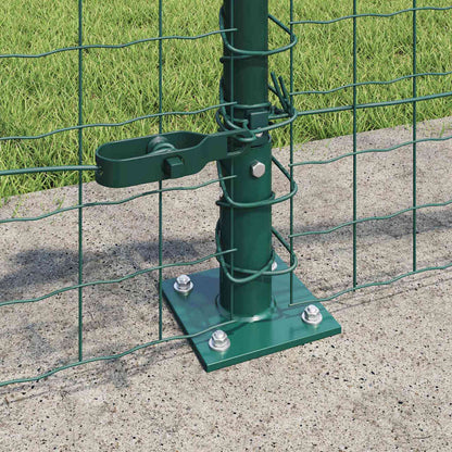 Fence Post with Concrete Base 13 pcs Green Powder-Coated Steel