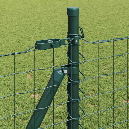 Fence Post with Concrete Base 13 pcs Green Powder-Coated Steel